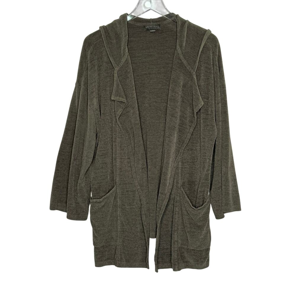 Barefoot Dreams 1X Cozychic Ultra Lite Hooded Cardigan Gray Green Lounge Soft